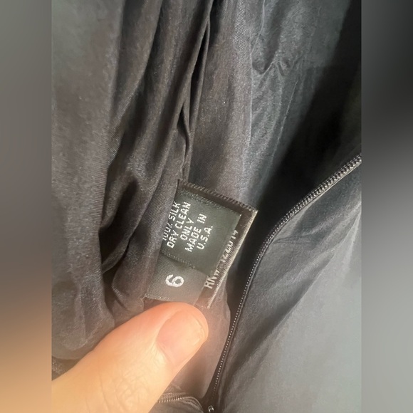 Wayne black silk maxi dress size 6 with ruffle neckline - Picture 6 of 6